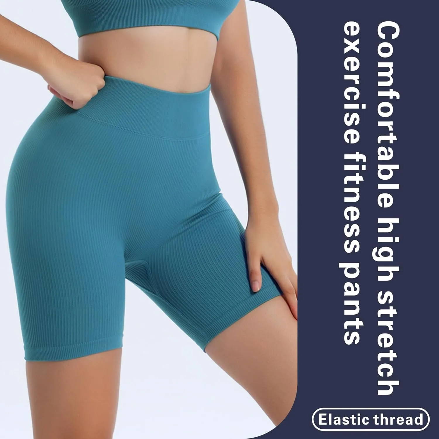 PQ Women's Yoga Shorts Ribbed Seamless Workout High Waist Athletic Leggings Suitable for Yoga Fitness, Everyday wear