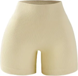 PQ Women's Yoga Shorts Ribbed Seamless Workout High Waist Athletic Leggings Suitable for Yoga Fitness, Everyday wear