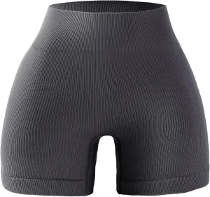 PQ Women's Yoga Shorts Ribbed Seamless Workout High Waist Athletic Leggings Suitable for Yoga Fitness, Everyday wear