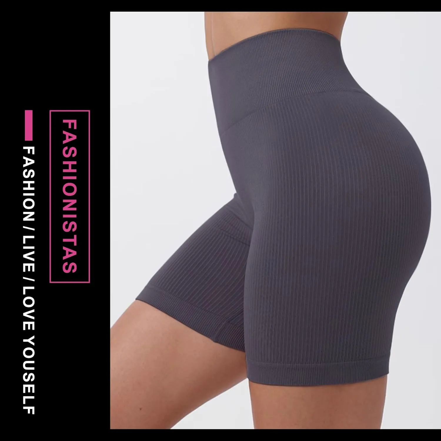PQ Women's Yoga Shorts Ribbed Seamless Workout High Waist Athletic Leggings Suitable for Yoga Fitness, Everyday wear