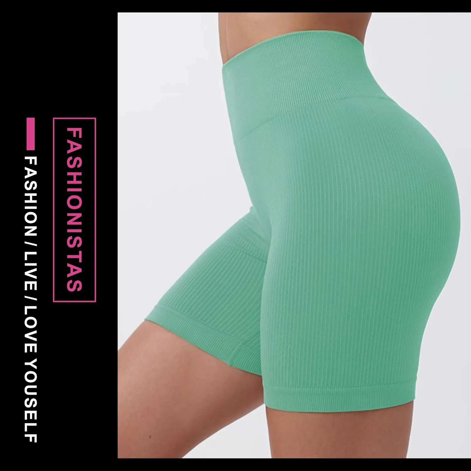 PQ Women's Yoga Shorts Ribbed Seamless Workout High Waist Athletic Leggings Suitable for Yoga Fitness, Everyday wear