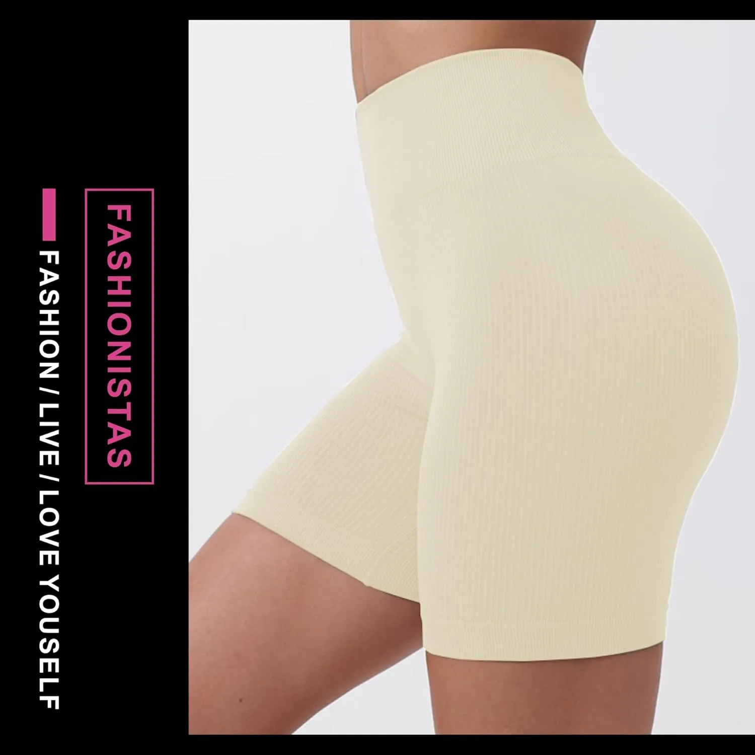 PQ Women's Yoga Shorts Ribbed Seamless Workout High Waist Athletic Leggings Suitable for Yoga Fitness, Everyday wear