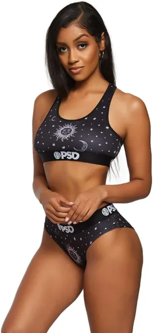 PSD Women's Sports Bra (Black/Dreaming Sun Sports Bra, M)