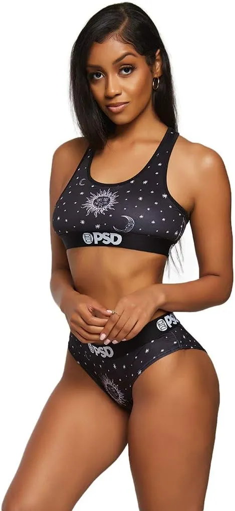 PSD Women's Sports Bra (Black/Dreaming Sun Sports Bra, M)