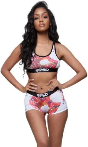 PSD Women's Sports Bra (White/Donut - Sports Bra, S)