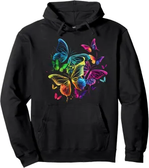 Rainbow Butterflies Graphic for Men Women Boys Girls Pullover Hoodie