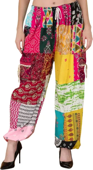 Rayon Baggy Hippie Boho Gypsy, Wide Leg Loose Fit, Patchwork, Boho Yoga Palazzo, Casual Yoga Harem Pants Lounge Wear
