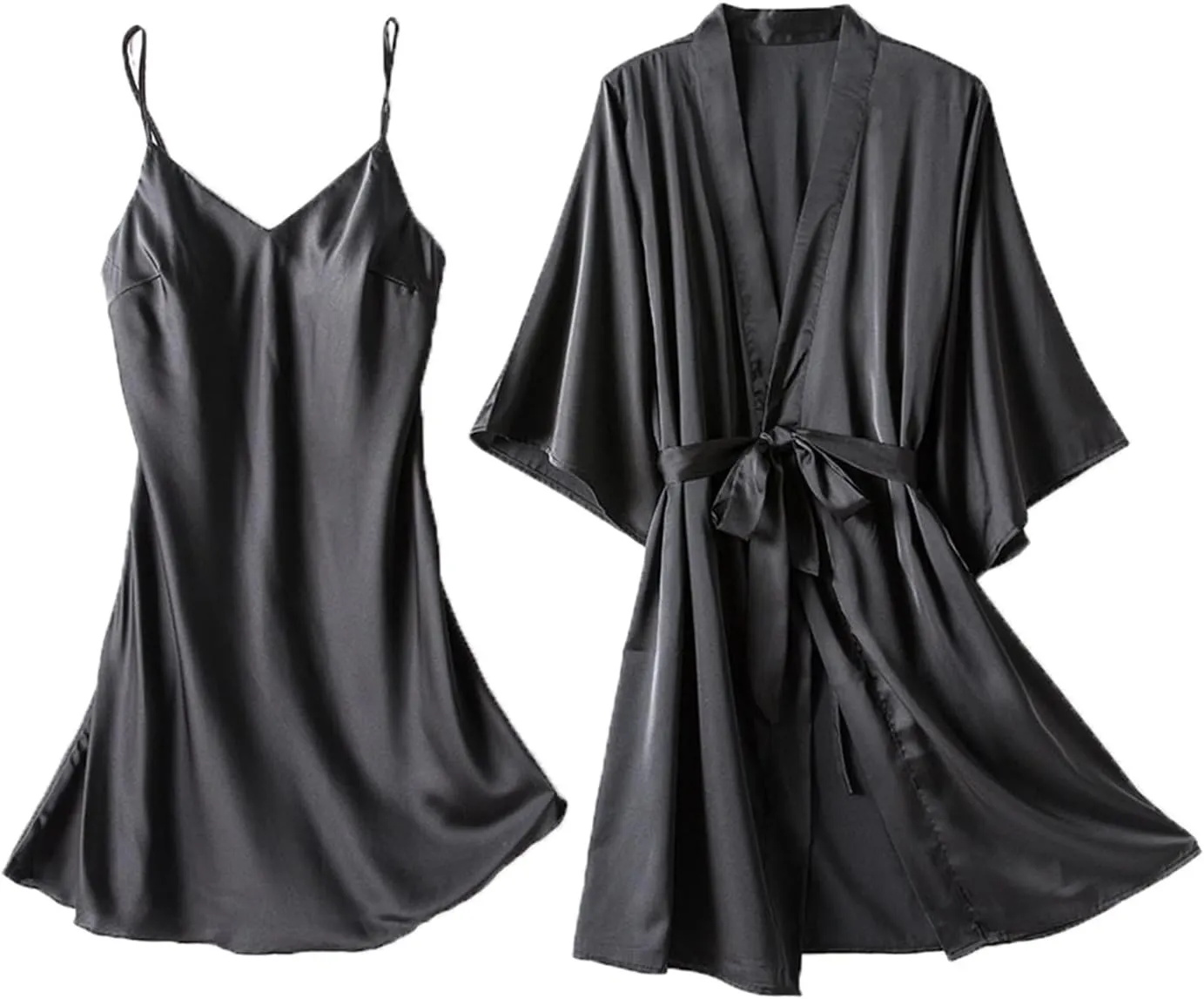 Robe Sets for Women 2 Piece Satin Nightgown Sexy Lingerie Lace Cami Night Robes Bridesmiad Wedding Party Sleepwear