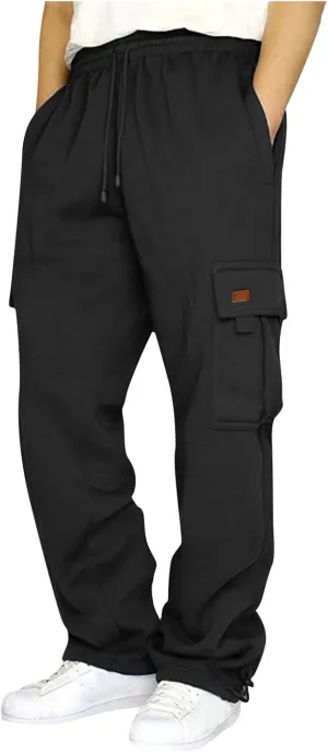 RTRDE Mens Cargo Sweatpants Drawstring Stretch Outdoor Hiking Athletic Trousers Casual Workout Pants with Pockets, S-5XL
