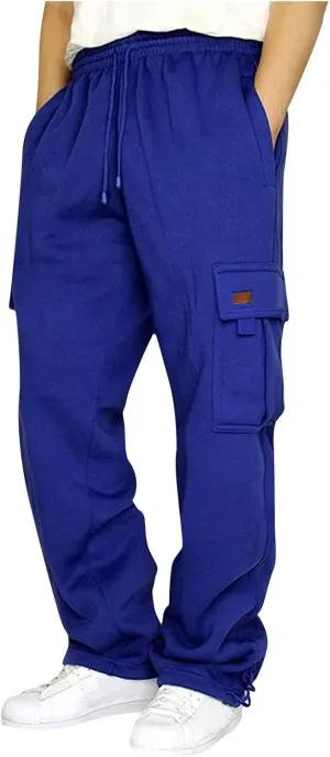RTRDE Mens Cargo Sweatpants Drawstring Stretch Outdoor Hiking Athletic Trousers Casual Workout Pants with Pockets, S-5XL