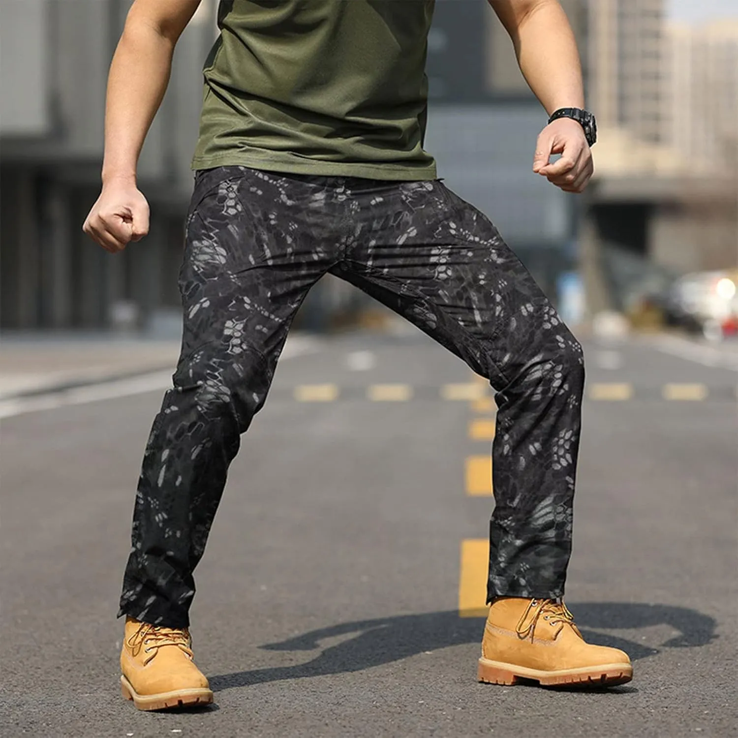 RTRDE Men's Pants Tactical Pants Water Resistant Hiking Cargo Pants Lightweight Outdoor Work Pants, S-3XL