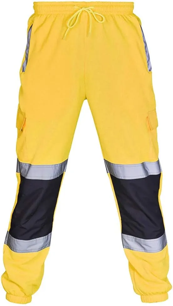 Safety Pants for Men Reflective with Pockets Fall Construction Pants Jogging Outdoor Hi Vis Pants Hiking Work Pants