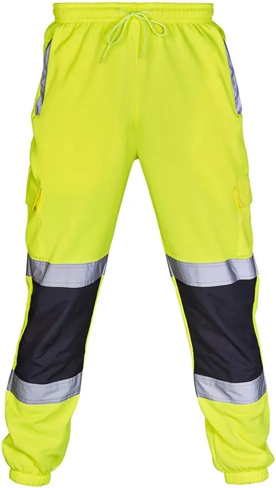 Safety Pants for Men Reflective with Pockets Fall Construction Pants Jogging Outdoor Hi Vis Pants Hiking Work Pants