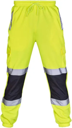 Safety Pants for Men Reflective with Pockets Fall Construction Pants Jogging Outdoor Hi Vis Pants Hiking Work Pants