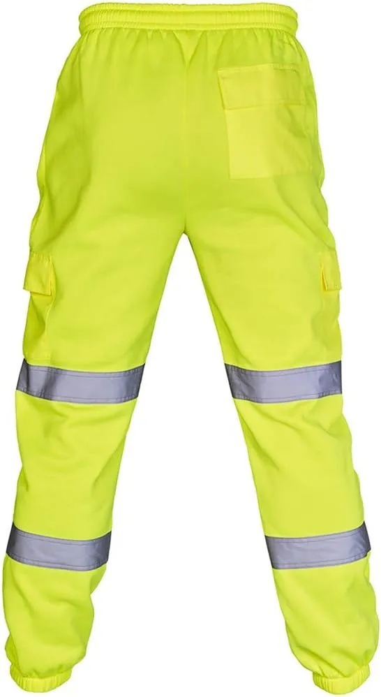 Safety Pants for Men Reflective with Pockets Fall Construction Pants Jogging Outdoor Hi Vis Pants Hiking Work Pants