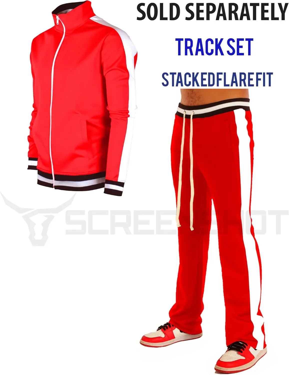 SCREENSHOT Track Pants 3202 Mens Streetwear Premium Stacked Flare Fit Urban Track Pants Workout Athletic Bottoms