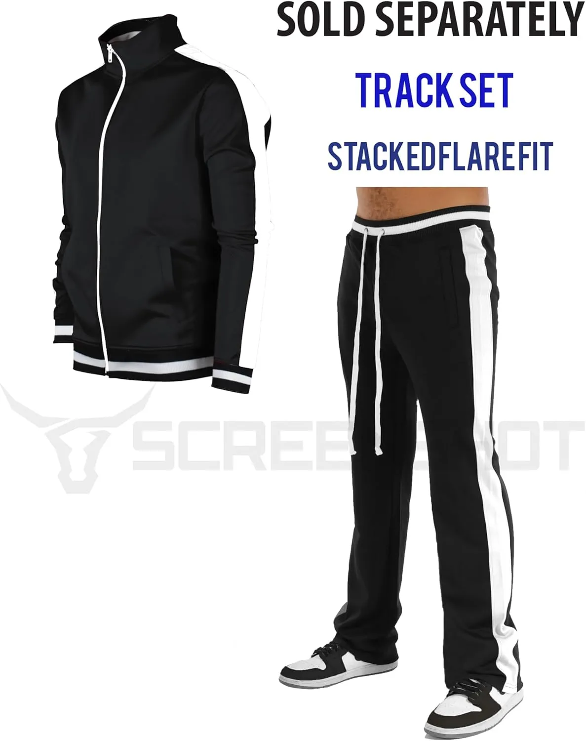 SCREENSHOT Track Pants 3202 Mens Streetwear Premium Stacked Flare Fit Urban Track Pants Workout Athletic Bottoms