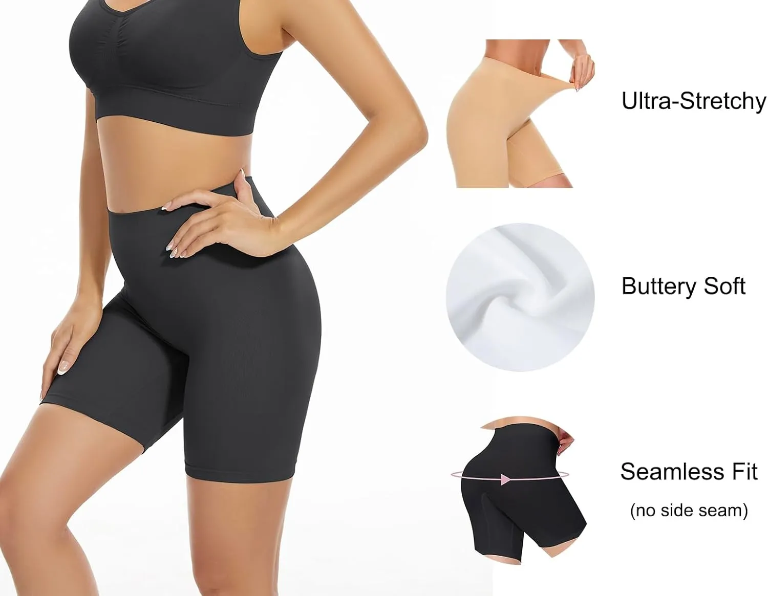 Seamless Slip Shorts Women's Smooth Slip Panties for Under Dresses Shapewear Shorts