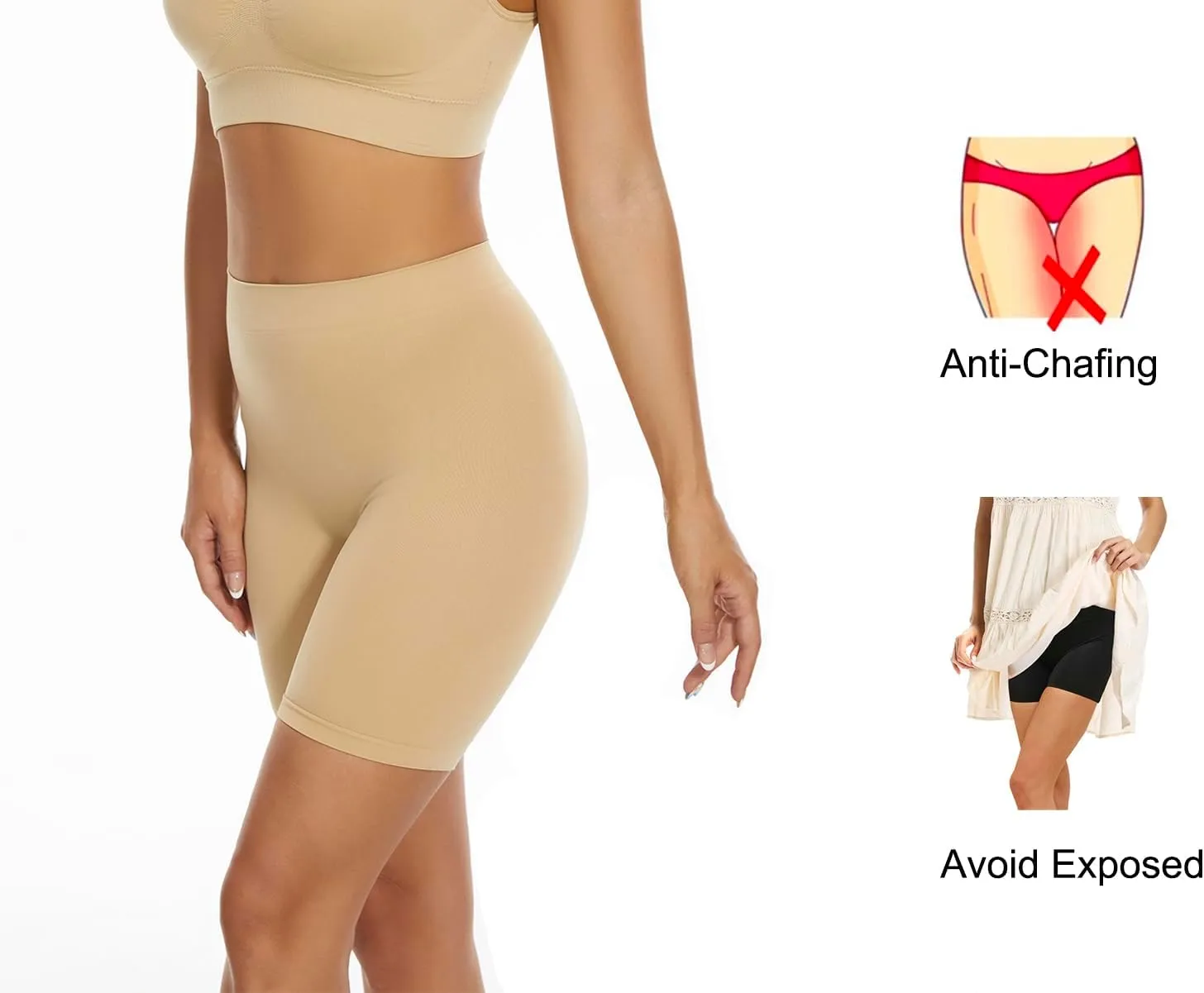 Seamless Slip Shorts Women's Smooth Slip Panties for Under Dresses Shapewear Shorts