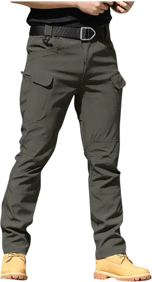 SGASY Mens Cargo Pants Water Resistant Relaxed Fit Hiking Work Pants Multi Pockets Ripstop Flex Baggy Camo Tactical Pants