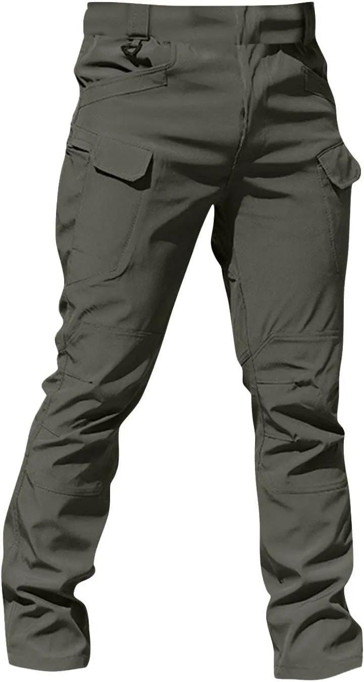 SGASY Mens Cargo Pants Water Resistant Relaxed Fit Hiking Work Pants Multi Pockets Ripstop Flex Baggy Camo Tactical Pants