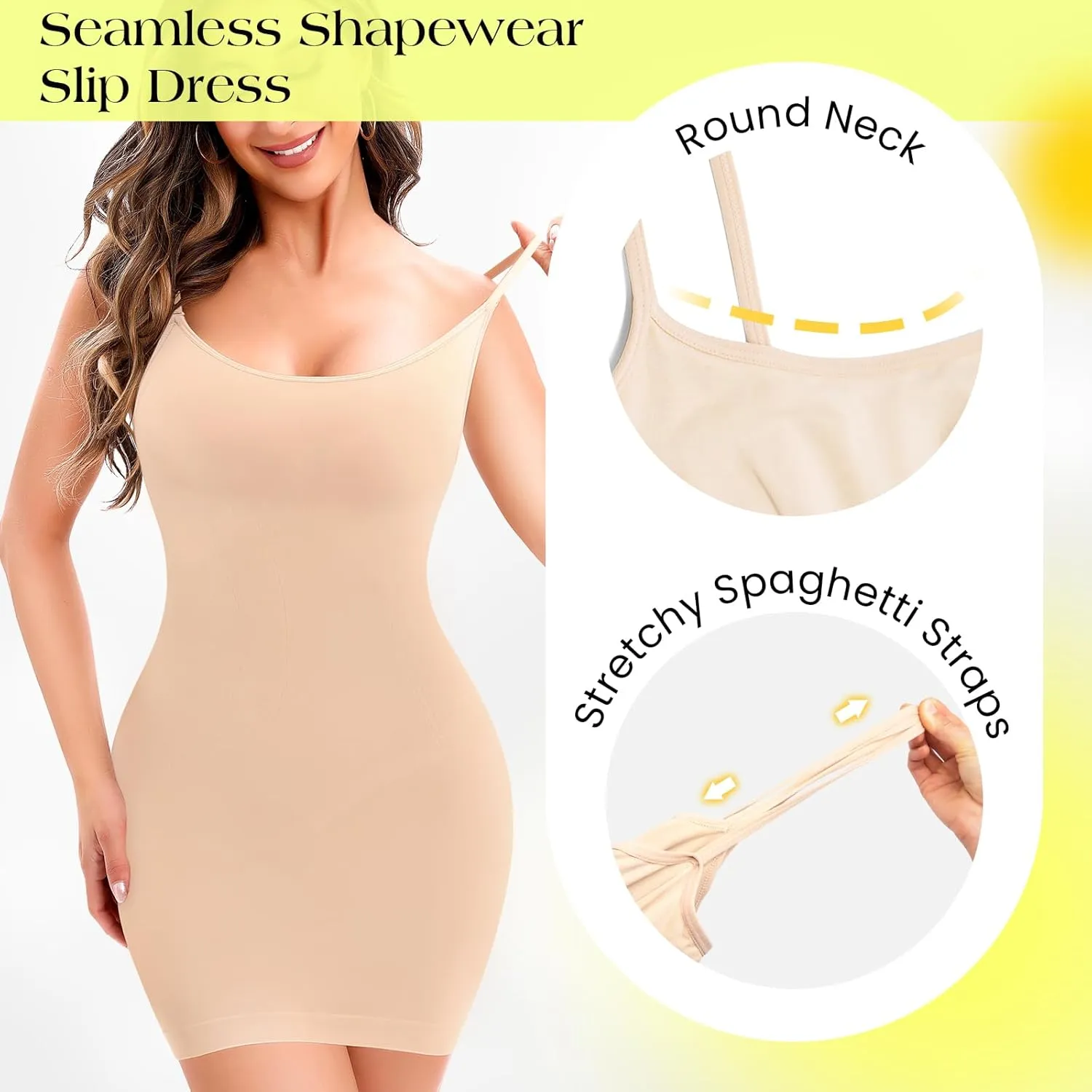 Shapewear Slip for Under Dresses Womens Dress Slips Body Shaper Tummy Control Cami Full Slips Under Dress