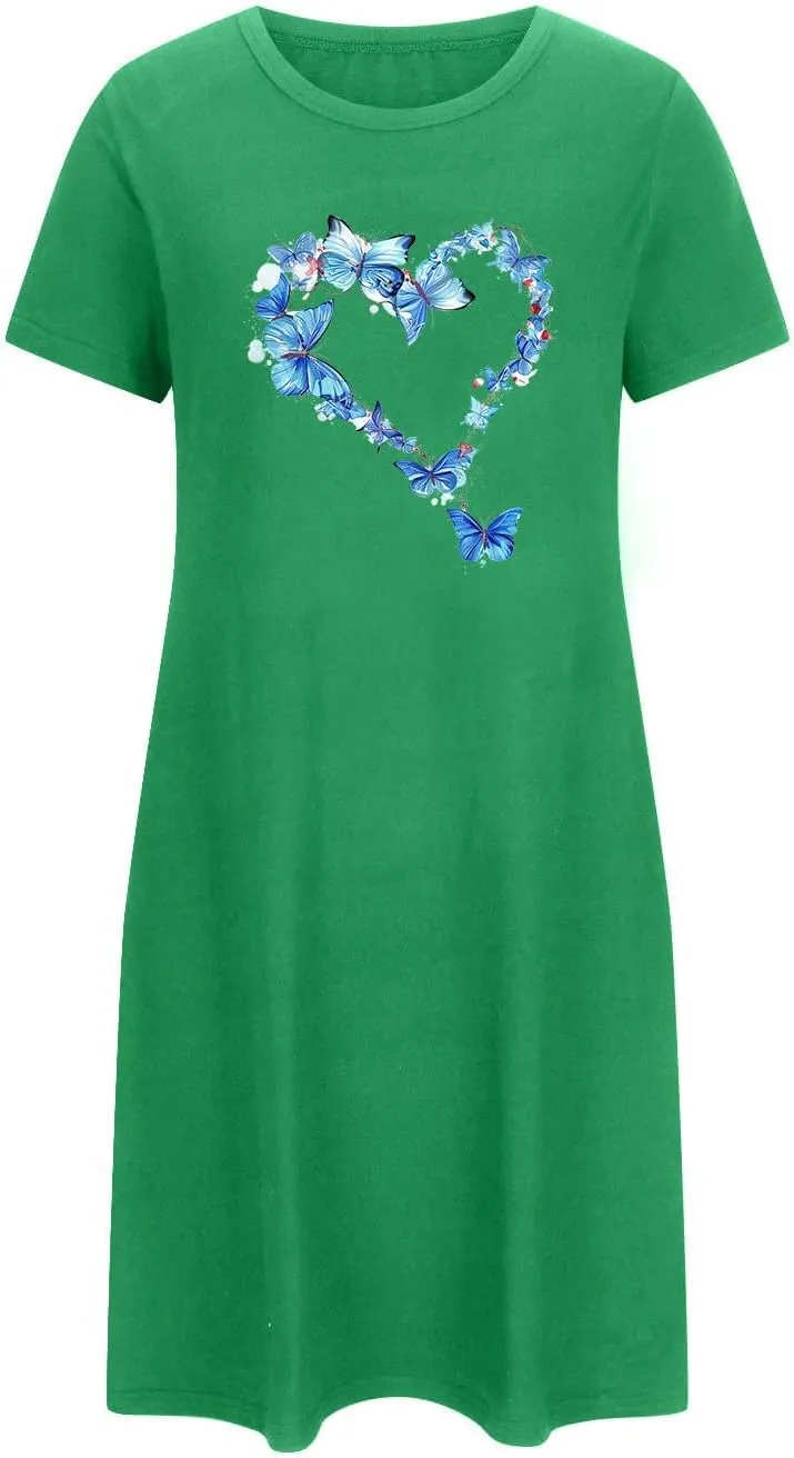 Short Sleeve Nightgowns for Women 2024 Cute Lightweight Sleepwear Soft Nightshirt Womens Loungewear Comfy Sleepshirts