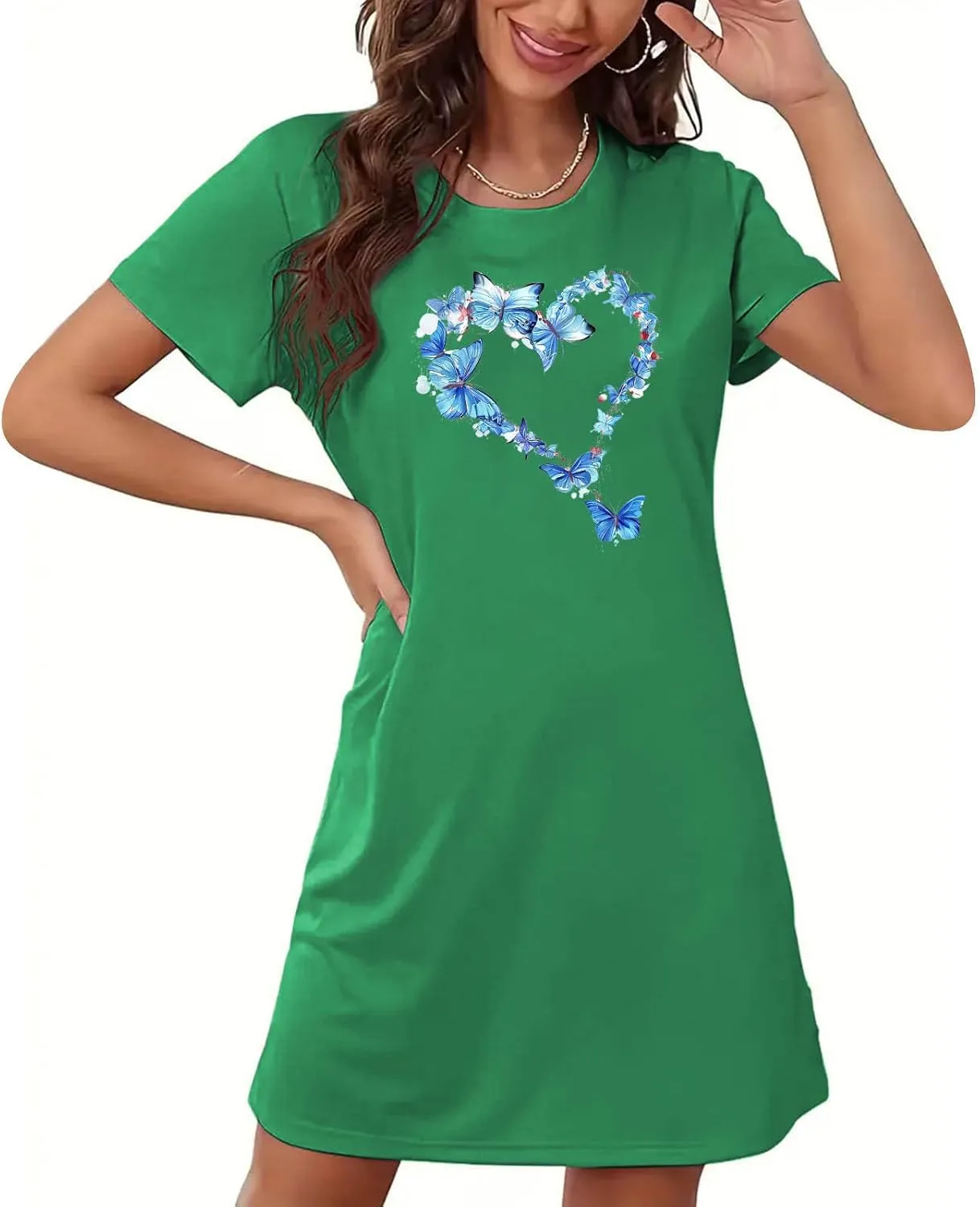 Short Sleeve Nightgowns for Women 2024 Cute Lightweight Sleepwear Soft Nightshirt Womens Loungewear Comfy Sleepshirts