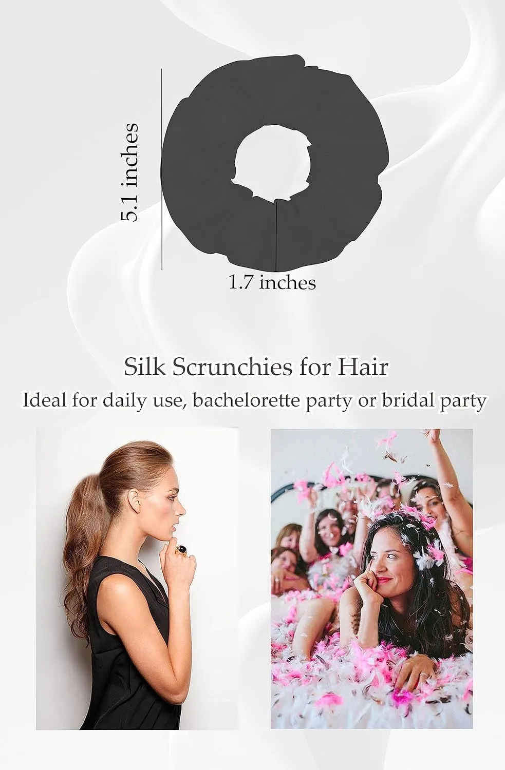 Silky Satin Robes for Women Bride Bridesmaid Wedding Party Long Kimono with Blindfold Hair Ties Hair Bands