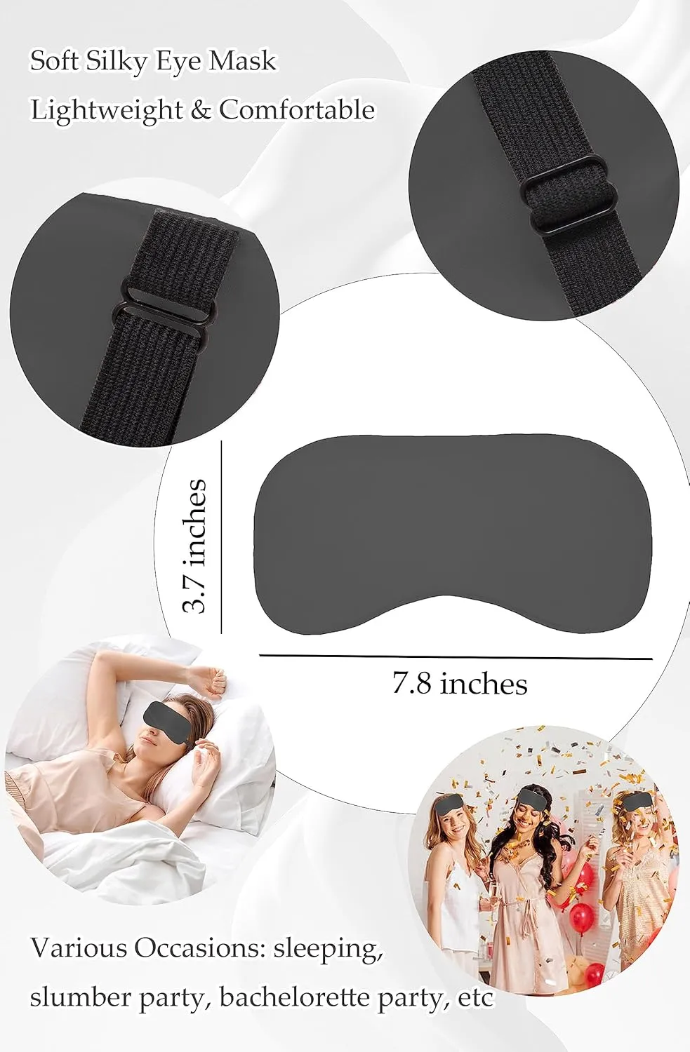 Silky Satin Robes for Women Bride Bridesmaid Wedding Party Long Kimono with Blindfold Hair Ties Hair Bands