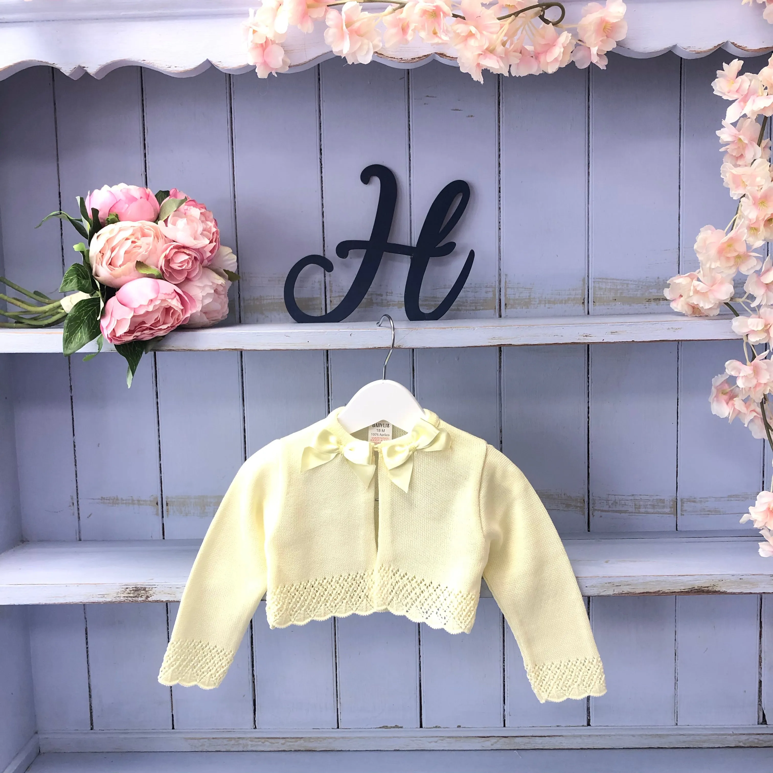 Spanish Boutique Lemon Knitted Bow Cardigan