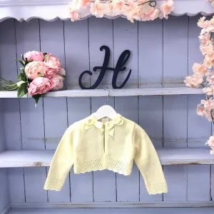 Spanish Boutique Lemon Knitted Bow Cardigan