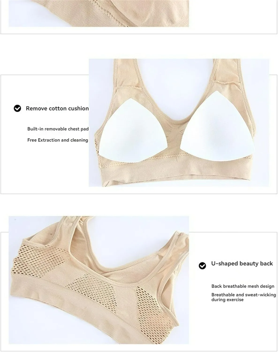 Sports Bras for Women Breathable Anti-Sagging Breasts Bra Summer Ultra-Thin Comfort Cool Liftup Air Underwear Bralette