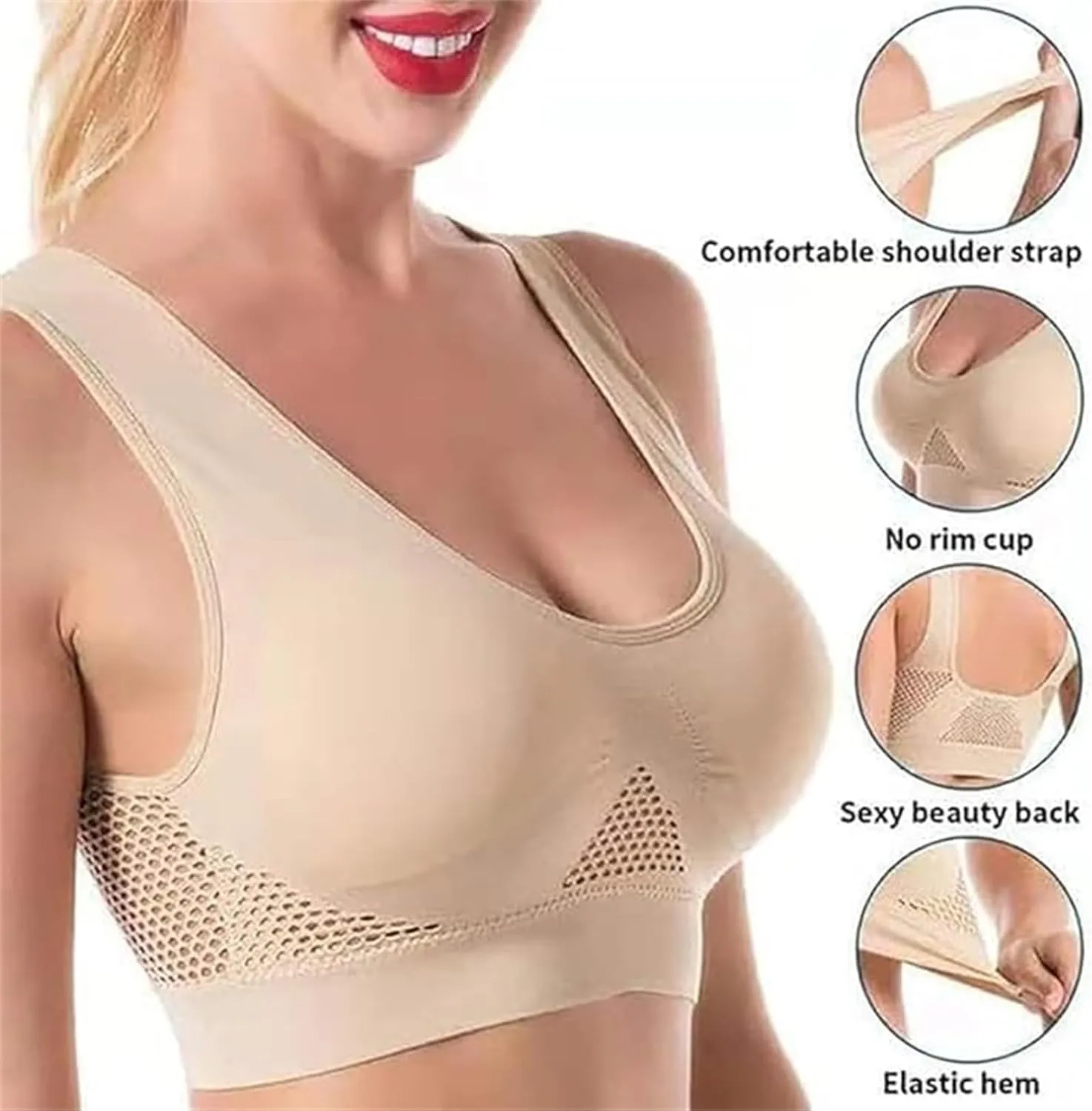 Sports Bras for Women Breathable Anti-Sagging Breasts Bra Summer Ultra-Thin Comfort Cool Liftup Air Underwear Bralette