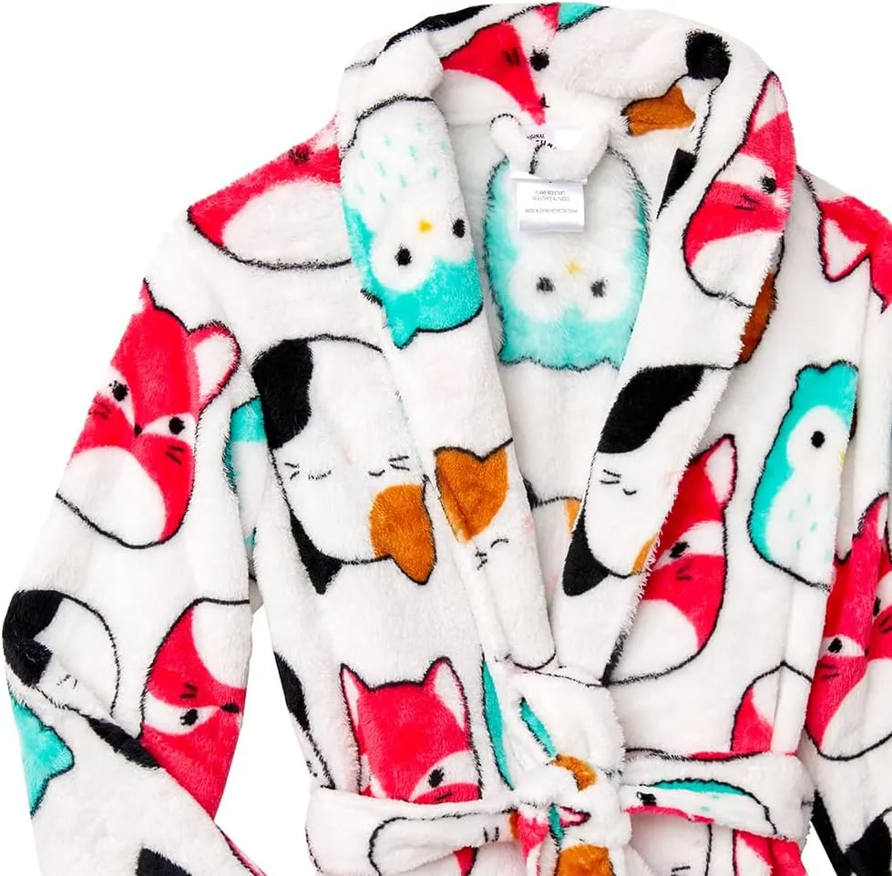 Squishmallows Girls Bathrobe Very Soft Flannel Plush Kids Sleep Robe Pajamas Sleepwear