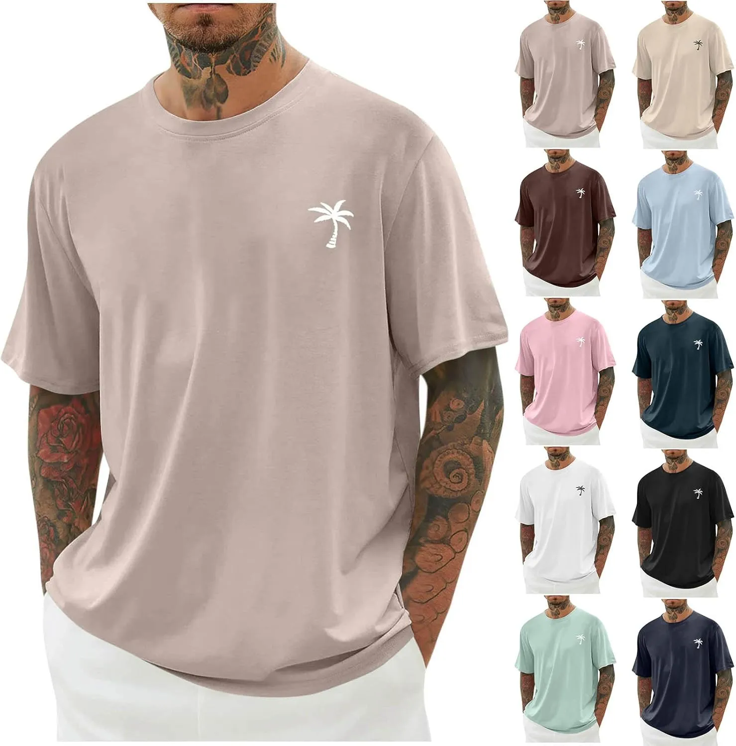 Summer Short Sleeve T Shirts for Men 2025 Business Casual Tops Fashion Vacation Clothes Graphic Tees