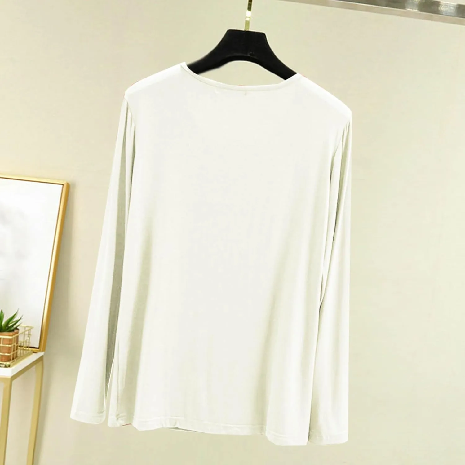 TANGNADE Women's Long Sleeve Sleep T-Shirt Crew Neck Pajama Tops Nightwear Comfy Shirts Trendy Fashion Lounge Clothes