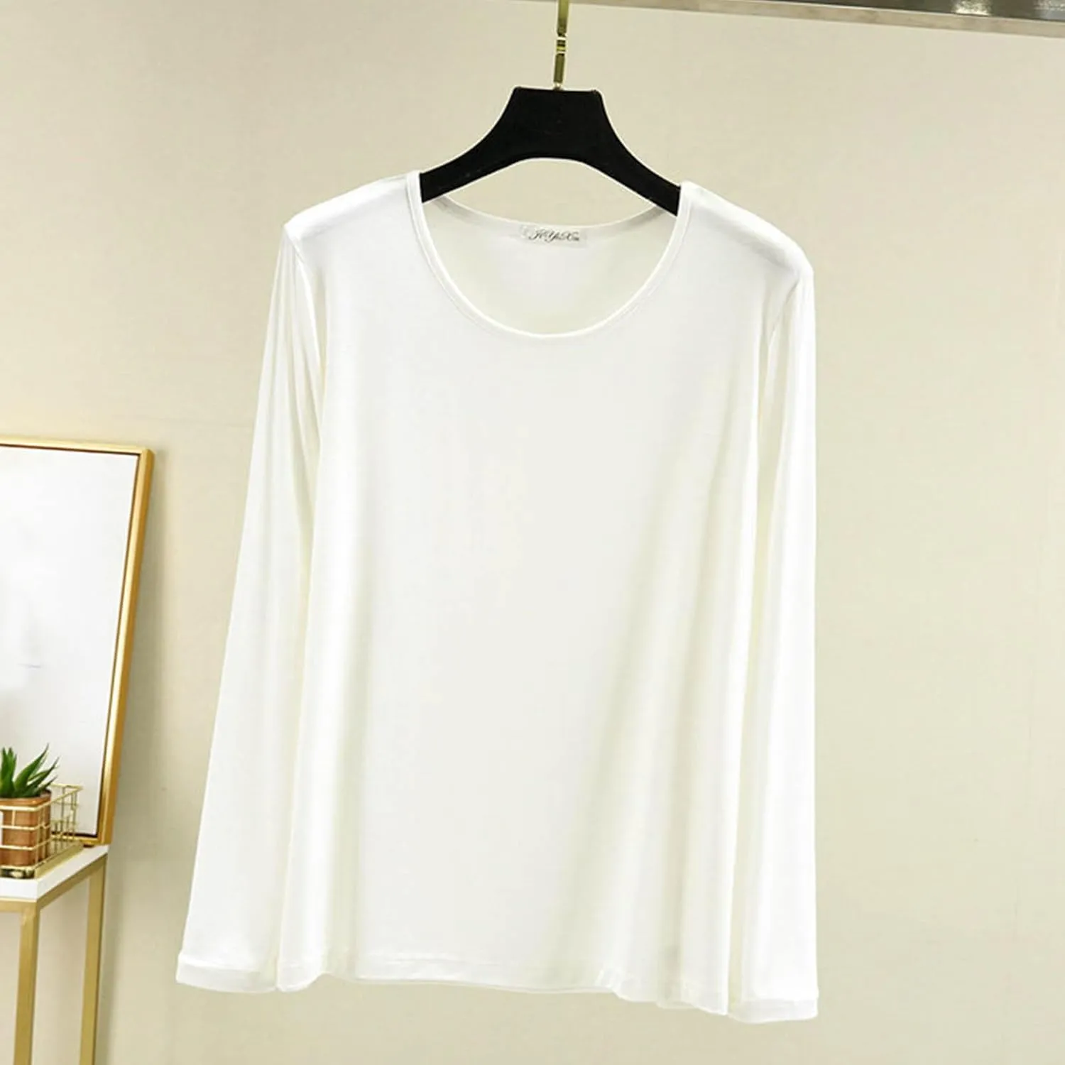 TANGNADE Women's Long Sleeve Sleep T-Shirt Crew Neck Pajama Tops Nightwear Comfy Shirts Trendy Fashion Lounge Clothes