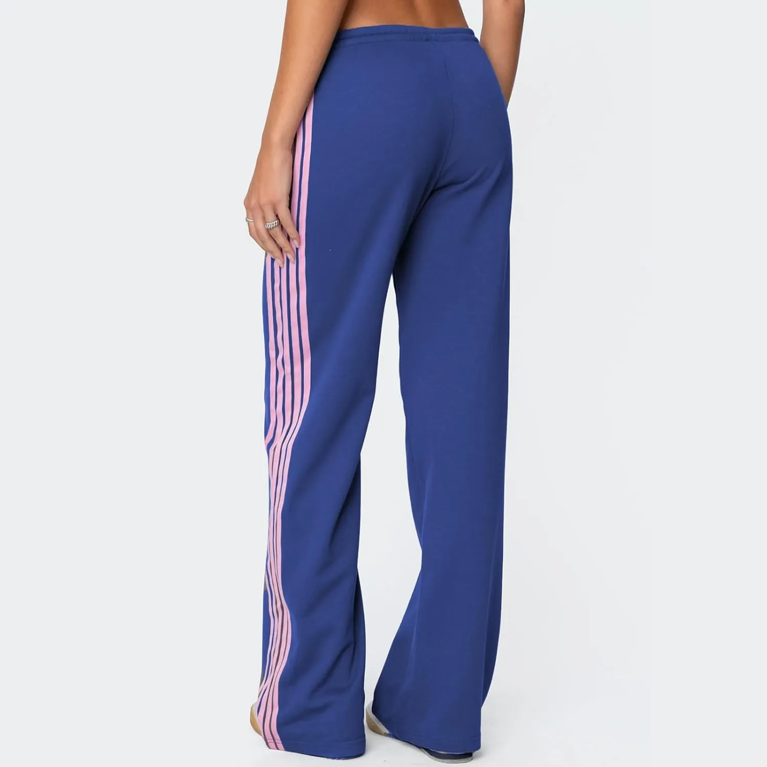 Track Pants Women Baggy Pants Drawstring Waist Striped Wide Leg Cargo Trousers Loose Parachute Y2k Sweatpants