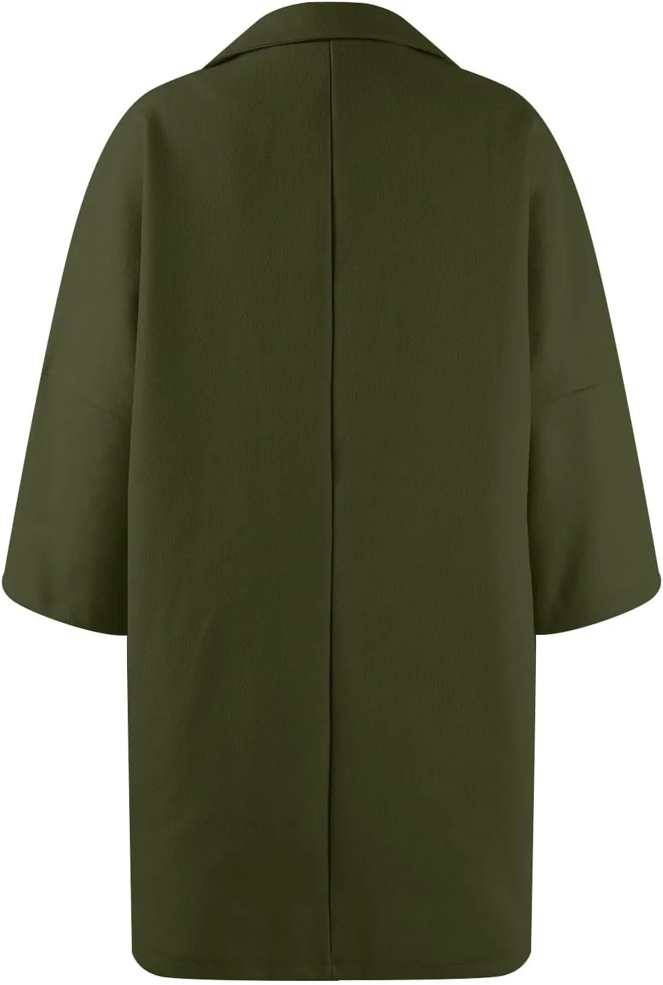 Trench Coat Women 3/4 Sleeve Lapel Neck Winter Pea Coats Casual Thermal Single Breasted Jacket Overcoat with Pockets