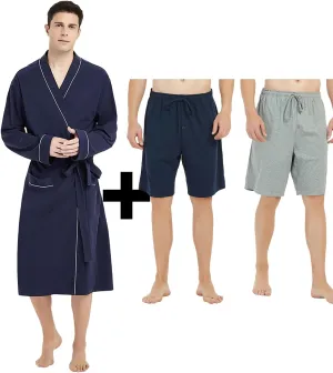 U2SKIIN Men Cotton Robe Mens Cotton Shorts