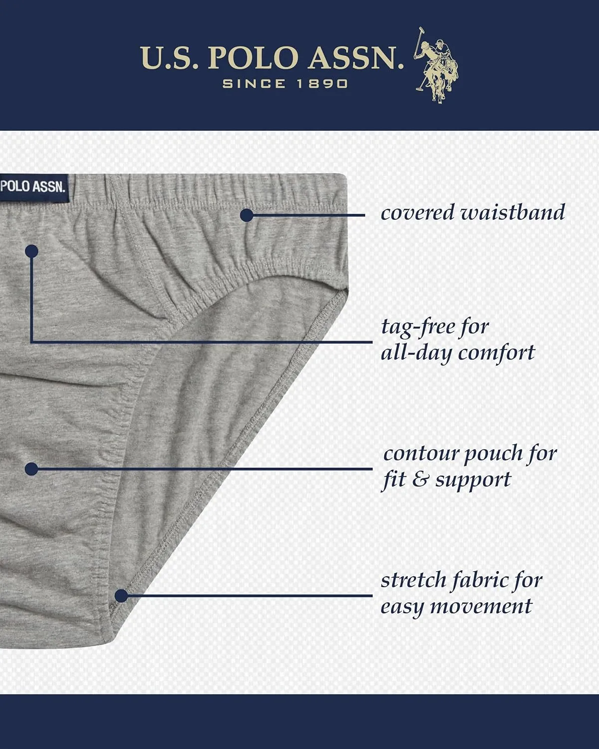 U.S. Polo Assn. Mens Bikini Underwear - 12 Pack String & Classic Cut Mens Briefs (Sizes S-3XL)