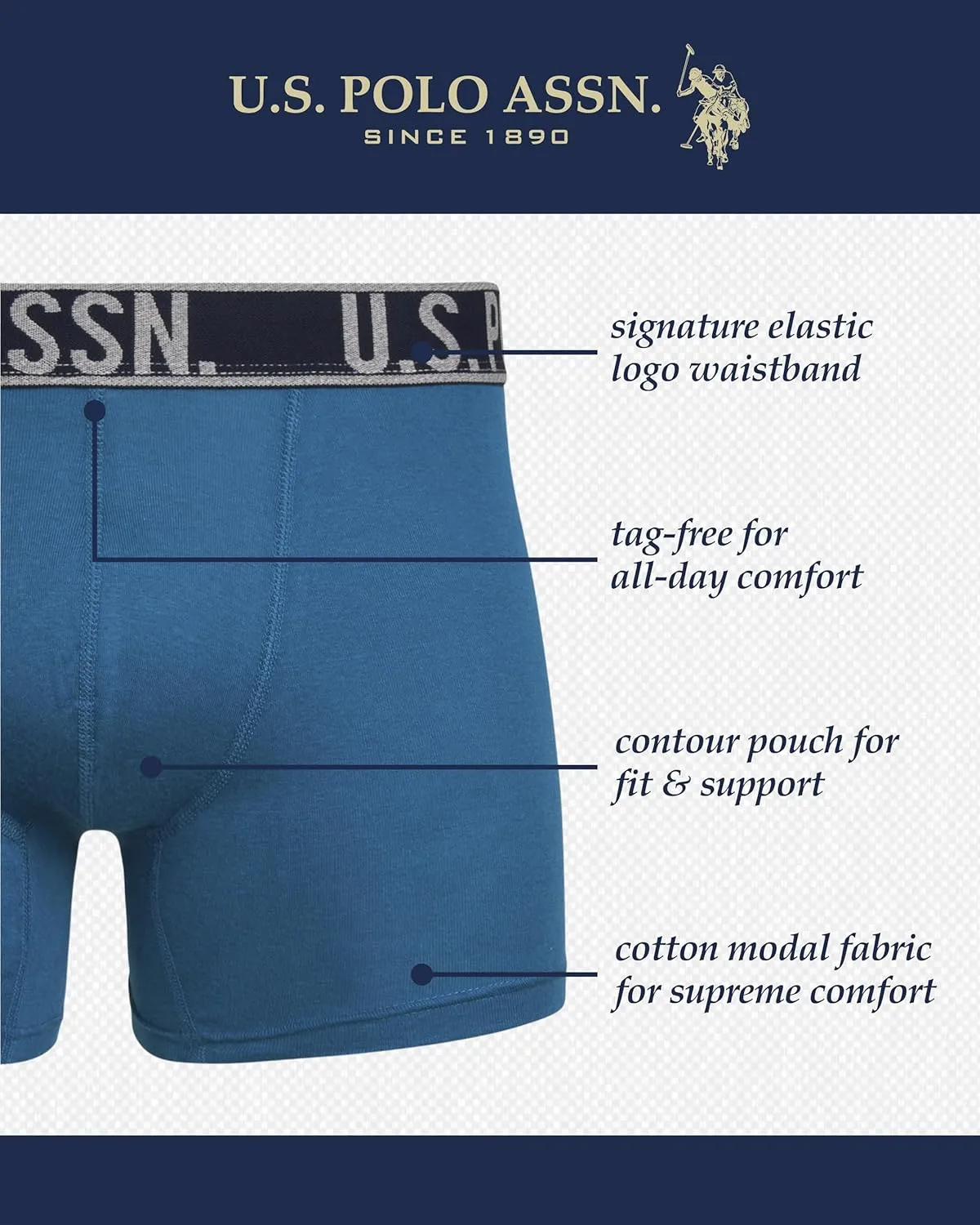 U.S. Polo Assn. Men's Underwear - Classic Boxer Briefs (4 Pack)
