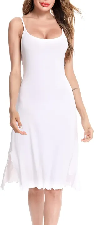 Vlazom Women Full Slips Sexy Soft Slip Dress for Under Dress Spaghetti Strap Cami Slip Chemises V Neck Negligee S-XXL