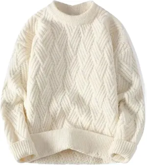 Wear Inner Wear Sensible Style Knitwear Men's Round Neck Sweater Solid Color Loose-fit Knitted Pullover Top
