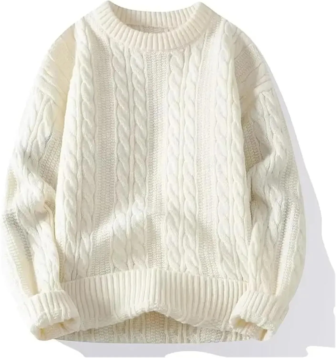 Wear Inner Wear Sensible Style Knitwear Men's Round Neck Sweater Solid Color Loose-fit Knitted Pullover Top