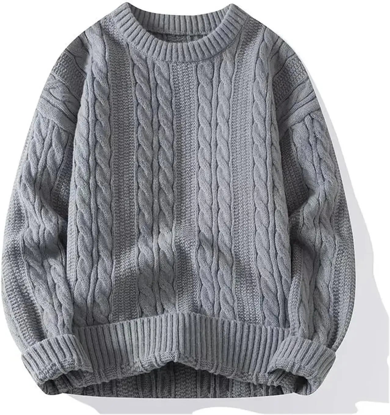 Wear Inner Wear Sensible Style Knitwear Men's Round Neck Sweater Solid Color Loose-fit Knitted Pullover Top
