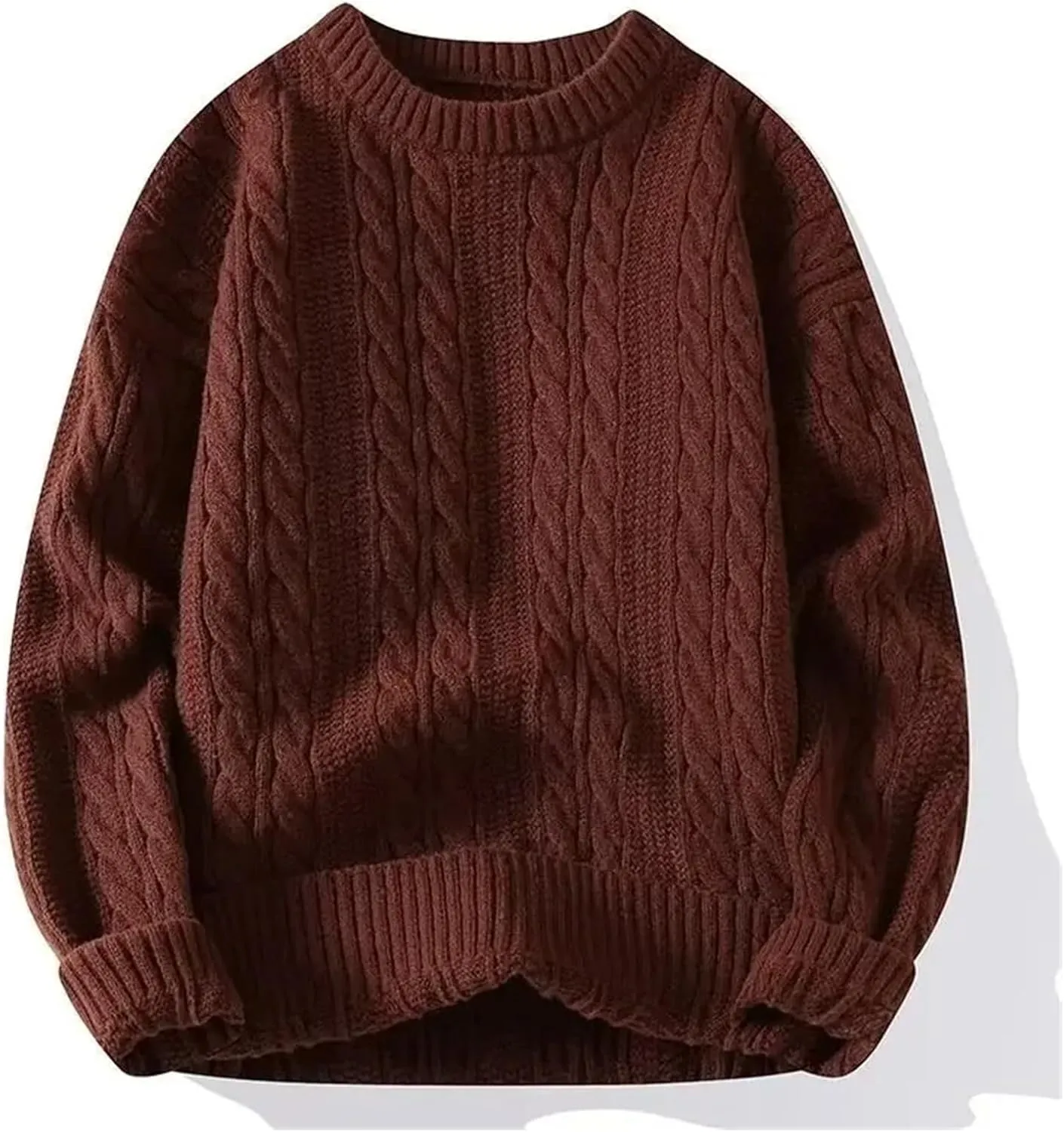 Wear Inner Wear Sensible Style Knitwear Men's Round Neck Sweater Solid Color Loose-fit Knitted Pullover Top