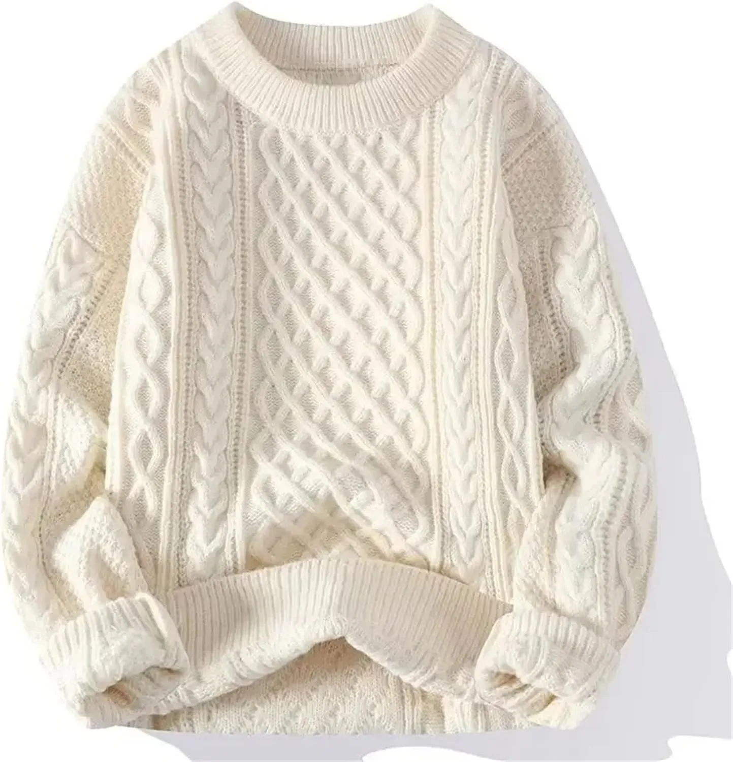 Wear Inner Wear Sensible Style Knitwear Men's Round Neck Sweater Solid Color Loose-fit Knitted Pullover Top
