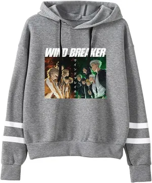 Wind Breaker Anime Hoodies Pocketless Parallel Bars Sleeve Sweatshirt Woman Man Clothes